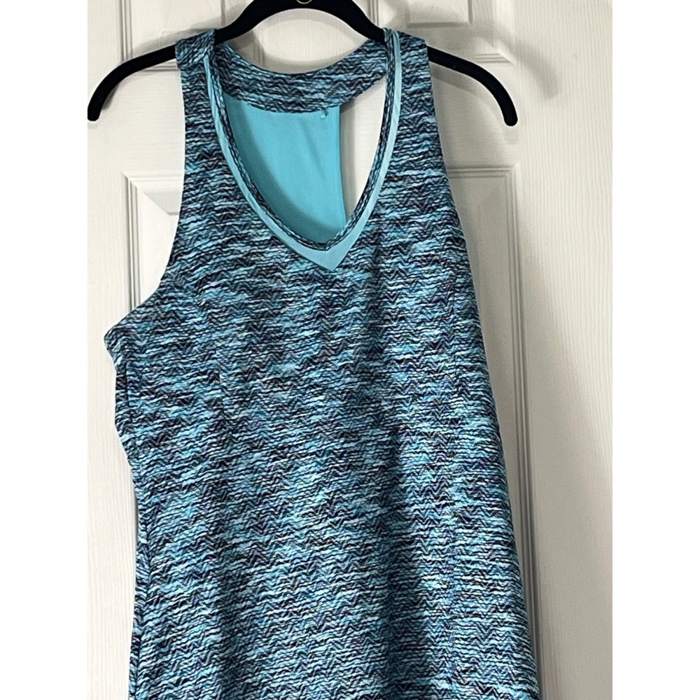 MPG Sport Womens XL Blue Space Dye Racerback Active Dress Tennis Golf Mesh Back